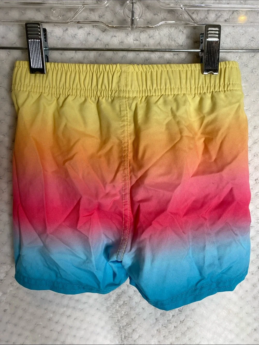 Rugged Butts Colorblock Ombre Swim Trunks Shorts - Yellow Pink Blue